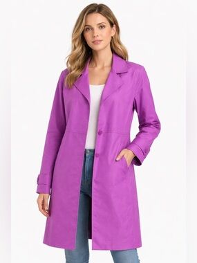 Y2K Purple Trench Coat